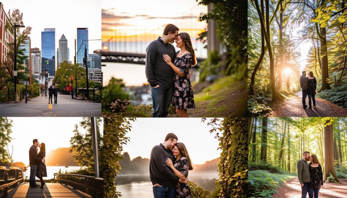 portland engagement photo collage