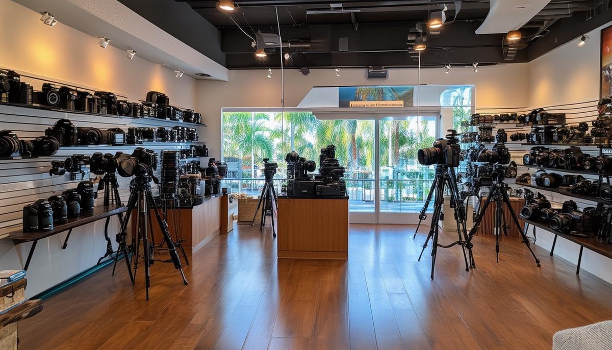 Interior of the Pro Shop in downtown West Palm Beach, showcasing a wide range of photography equipment