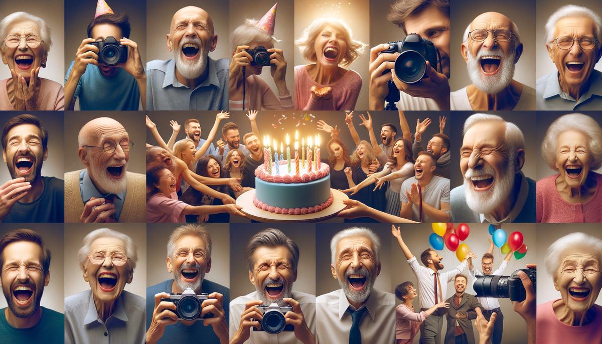 A series of high-quality birthday photographs showcasing the benefits of professional photography, including candid moments and artistic shots