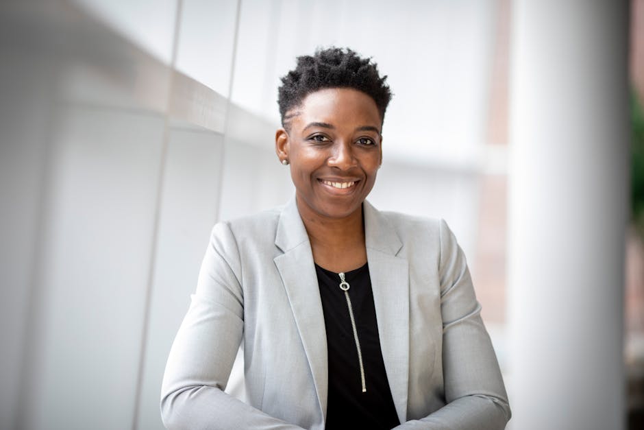 A series of professional business portraits showcasing diverse employees in a corporate setting