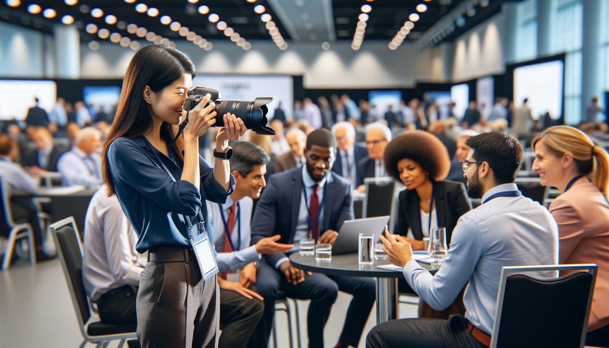 A professional photographer capturing a key moment at a conference