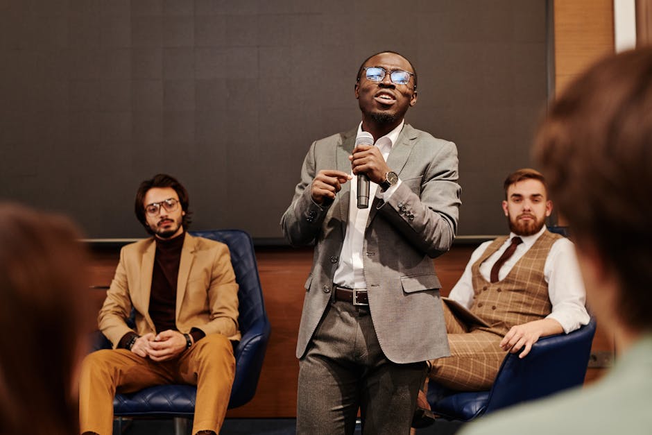 A collage of event photos showcasing candid moments, speaker highlights, and attendee interactions, demonstrating how professional event photography creates an emotional connection with the audience and extends the event's impact.