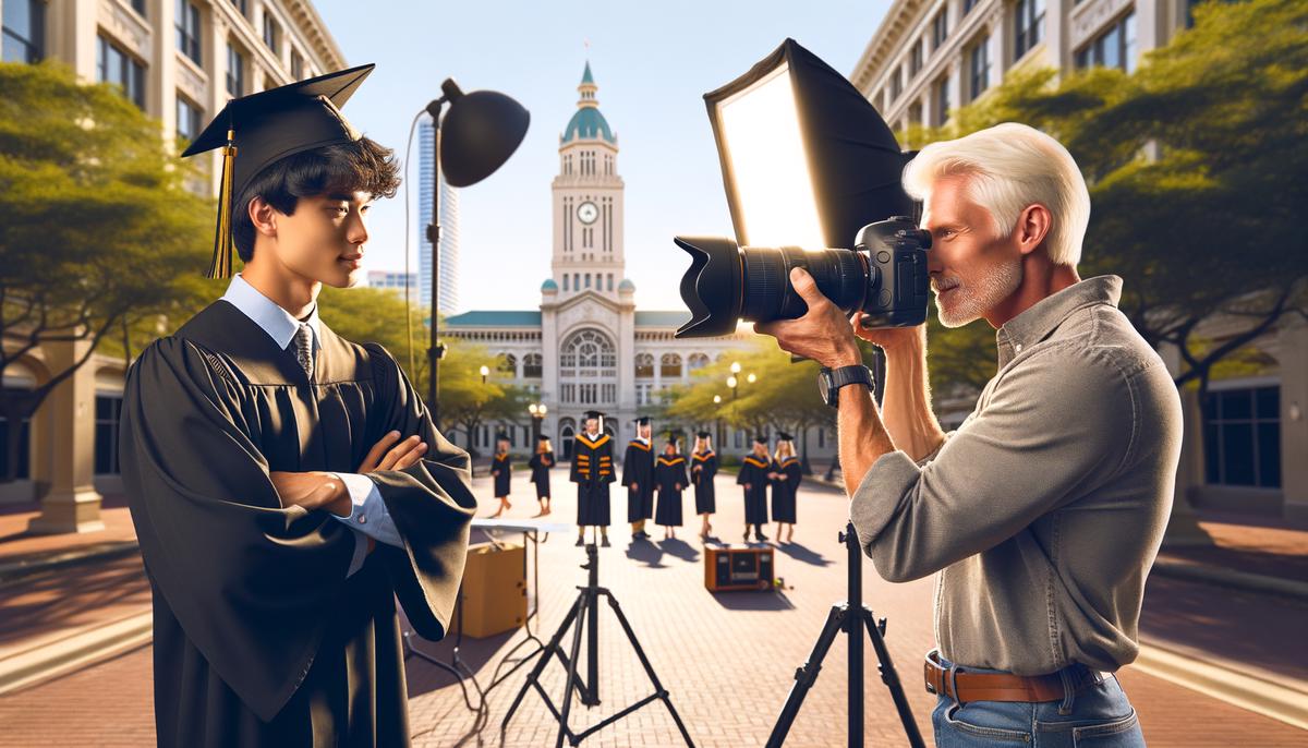 A behind-the-scenes look at a professional graduation photo shoot in Tampa