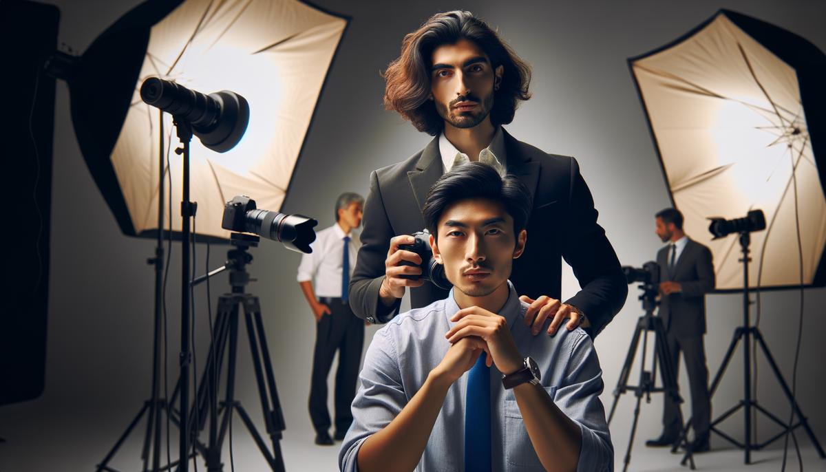 A photographer in Conway, AR capturing a professional headshot of a business person