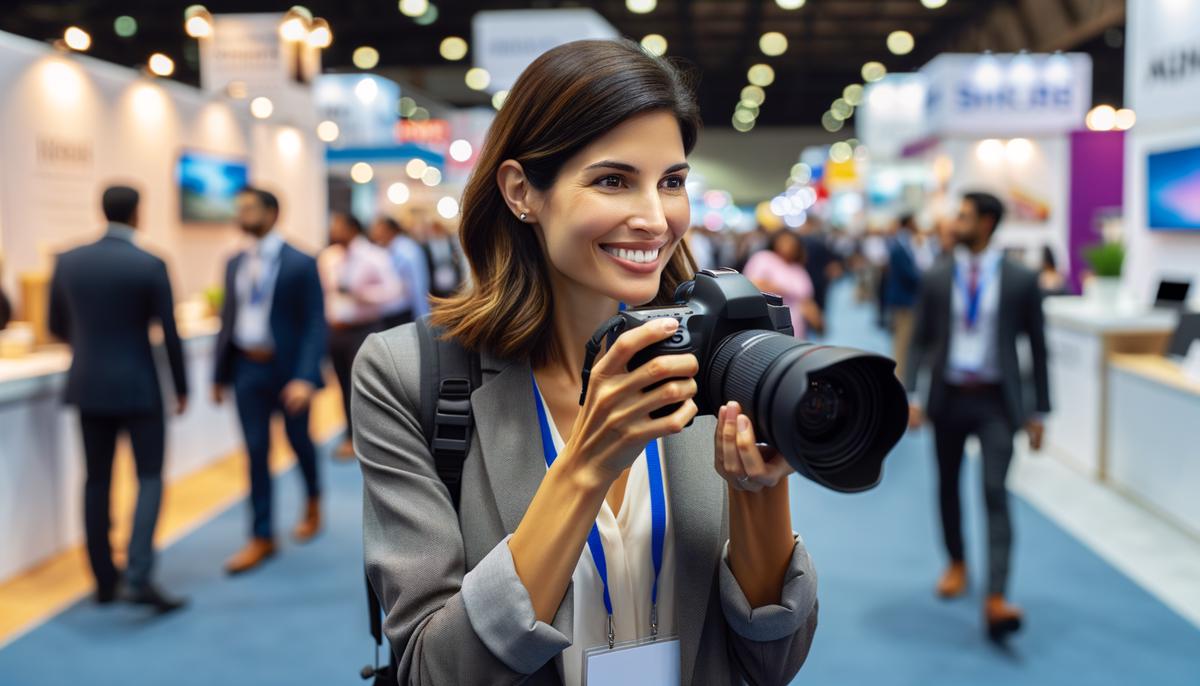 professional photographer at vibrant trade show