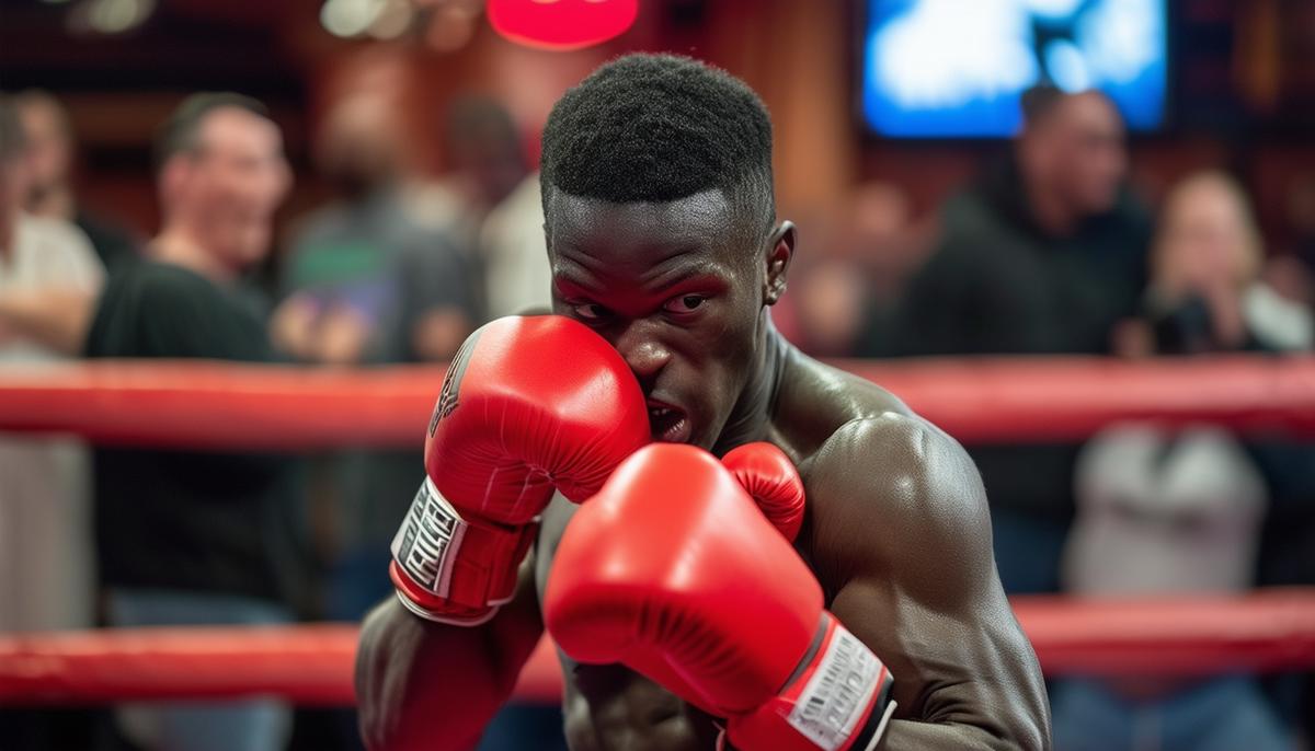 A passionate boxer participating in the Rock 'N Rumble Boxing Charity event in Boston