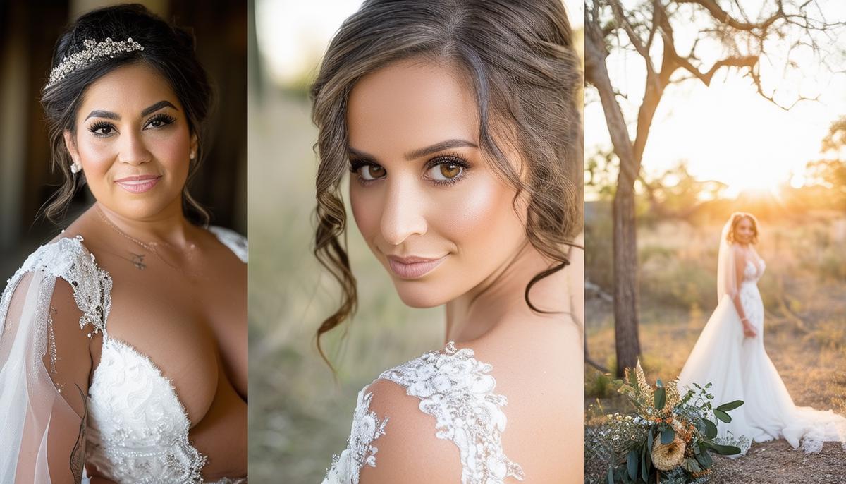 A composite image showcasing the diverse photographic styles and techniques used by San Antonio bridal photographers, from documentary and natural light to cinematic and artistic compositions.