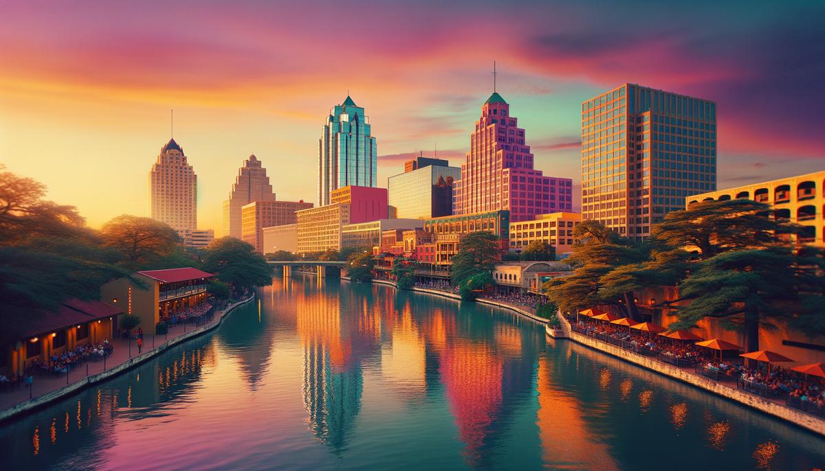 san antonio city skyline with riverwalk