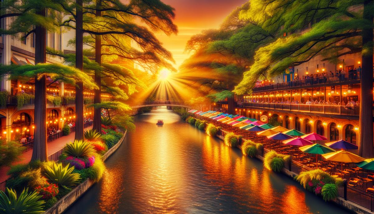 san antonio riverwalk at golden hour