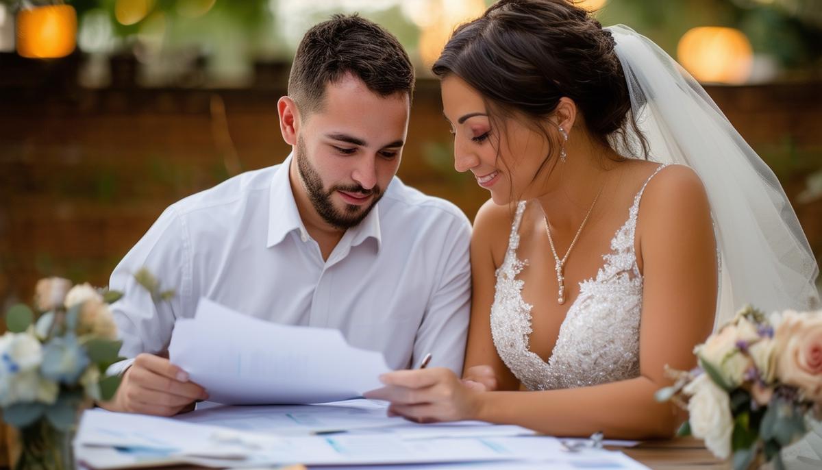 A couple planning their San Antonio wedding photography budget, considering various options and packages to find the best value for their investment.