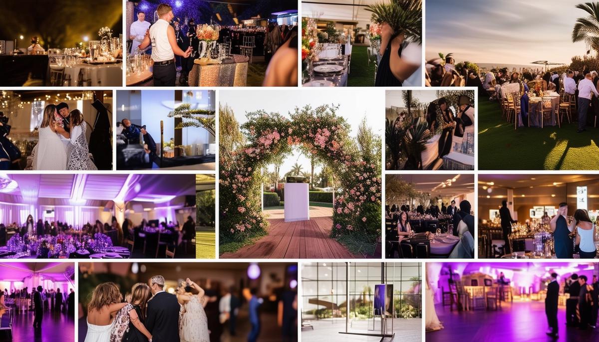 A collage showcasing trending event photography styles in San Diego