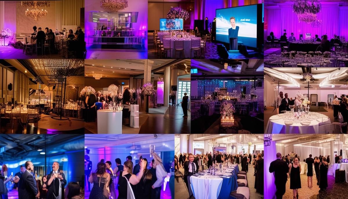 A collage showcasing the various services offered by San Francisco event photographers, including corporate events, galas, videography, photo booths, headshots, and more.