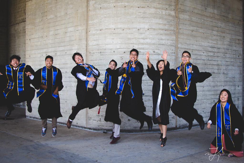Collage of happy high school seniors with their photographers during photo shoots
