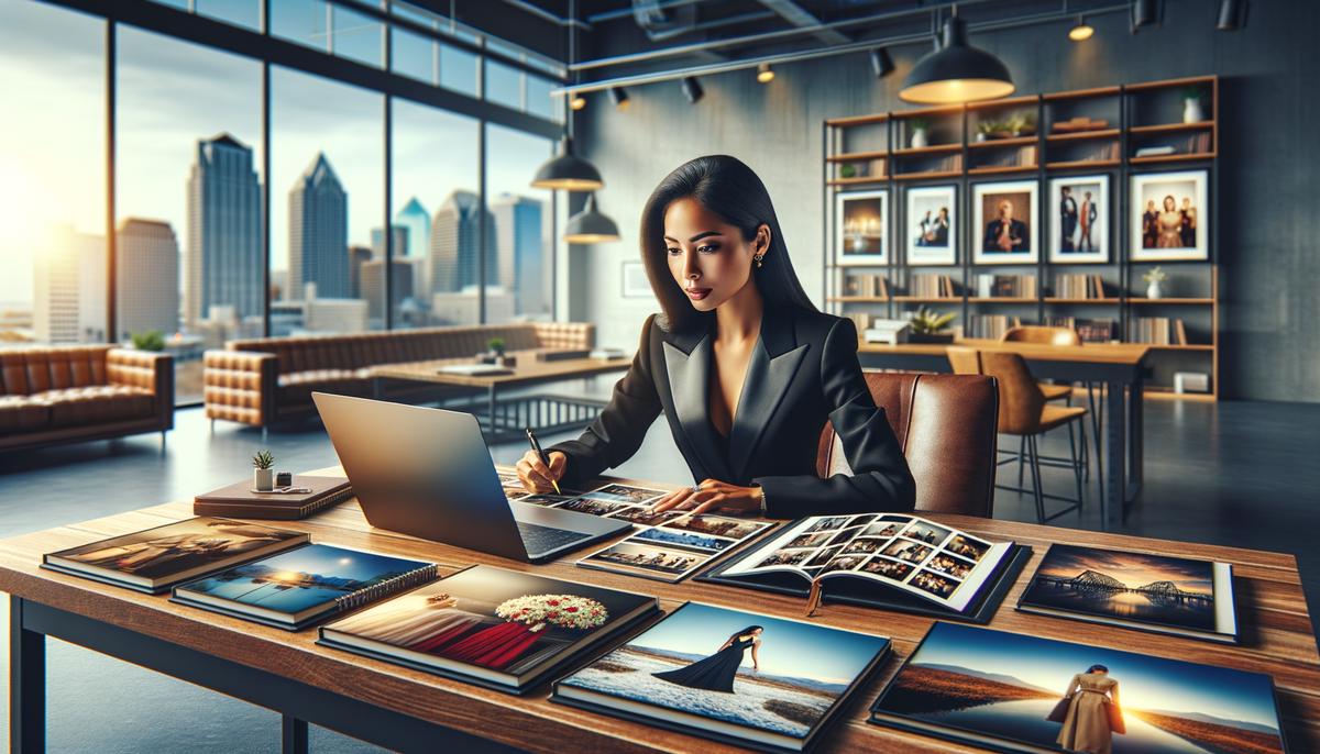 A business person reviewing portfolios of different event photographers