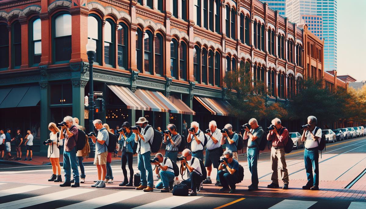 A street photography workshop in progress in Denver's LoDo district