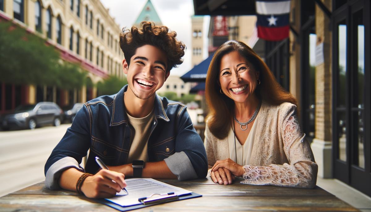 A happy photography student taking advantage of a discount or promotion to attend a class in San Antonio.