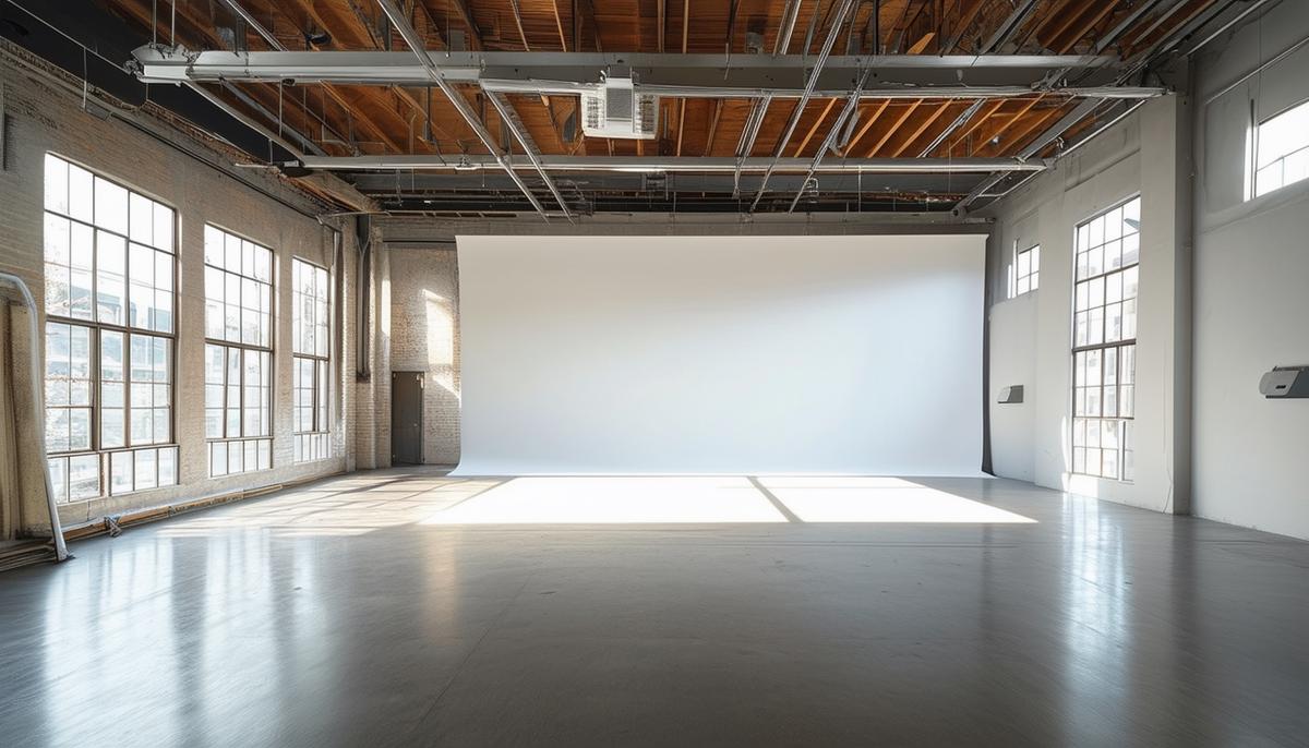 Interior of Studio Ten6 showing the natural light cyc wall and west-facing windows