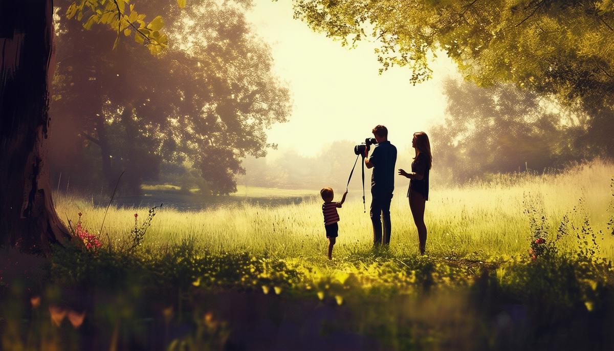 Tabitha Maegan photographing a family in a picturesque outdoor location