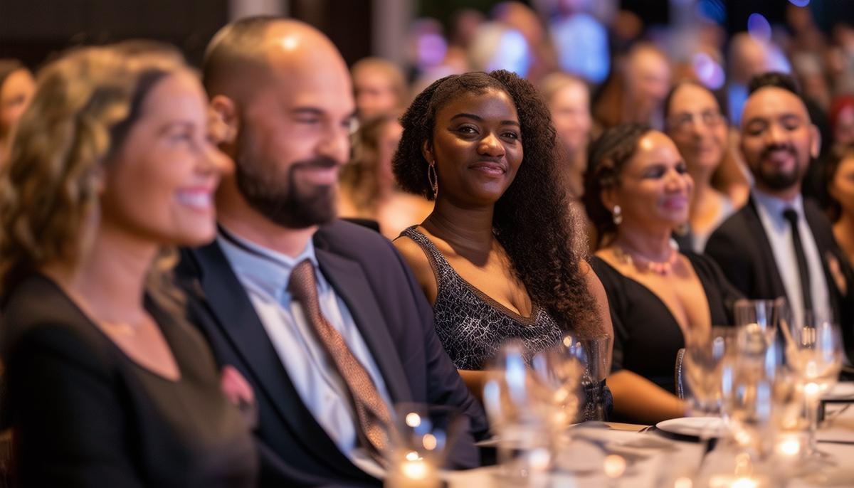 A diverse group of people at a Tampa award ceremony, showcasing various types of events from corporate galas to community recognitions