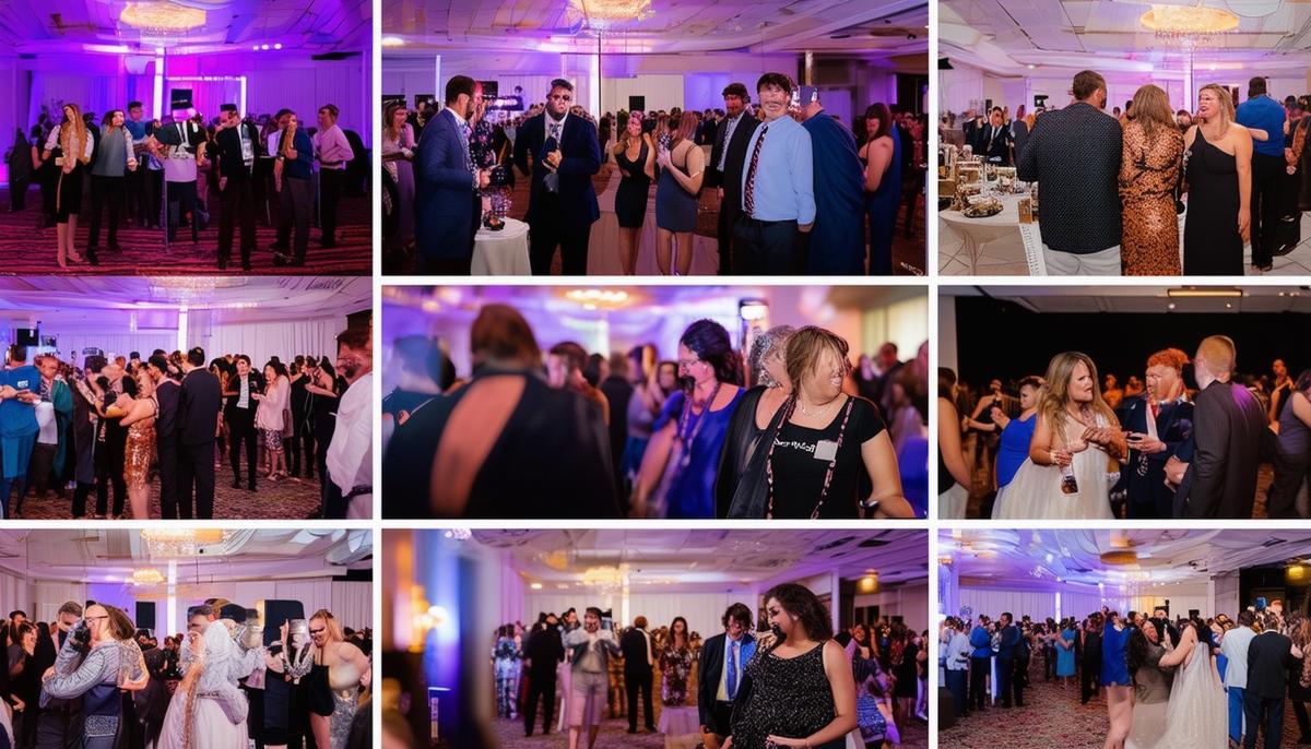 A montage of Tampa event photography services including conference coverage, corporate headshots, and photo booths