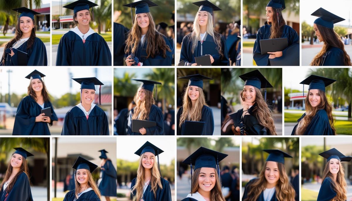 A montage of graduation photographers in action at various Tampa locations