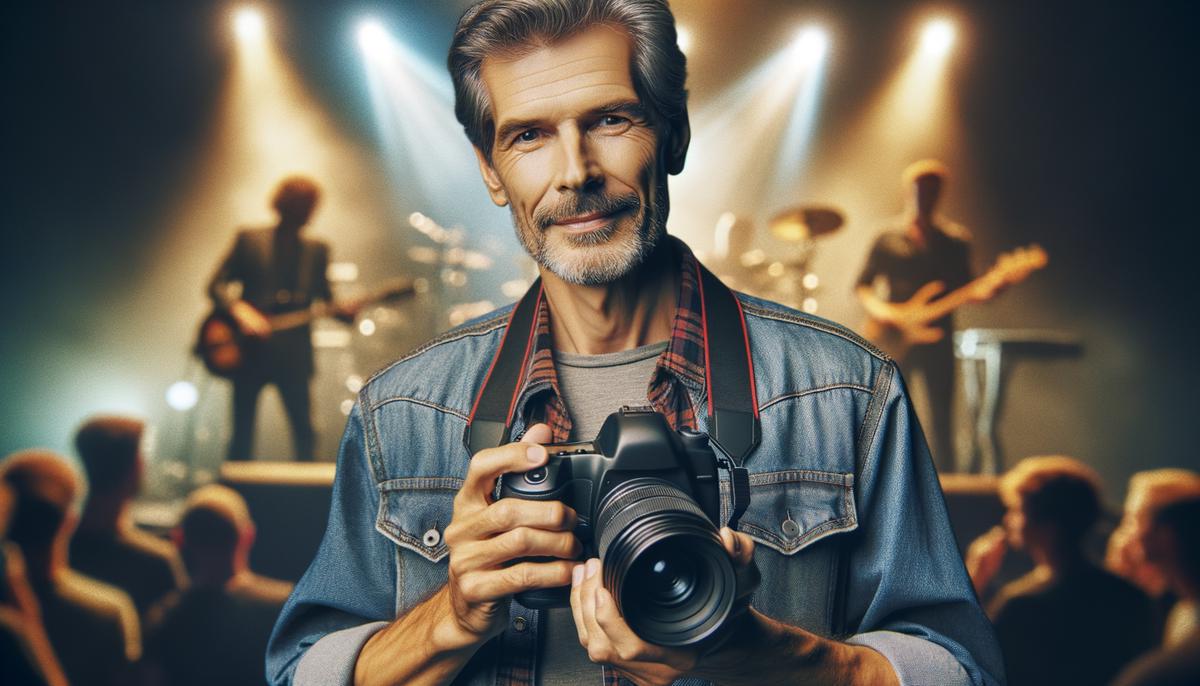 Portrait of Tony Nelson, a prominent Minneapolis concert photographer