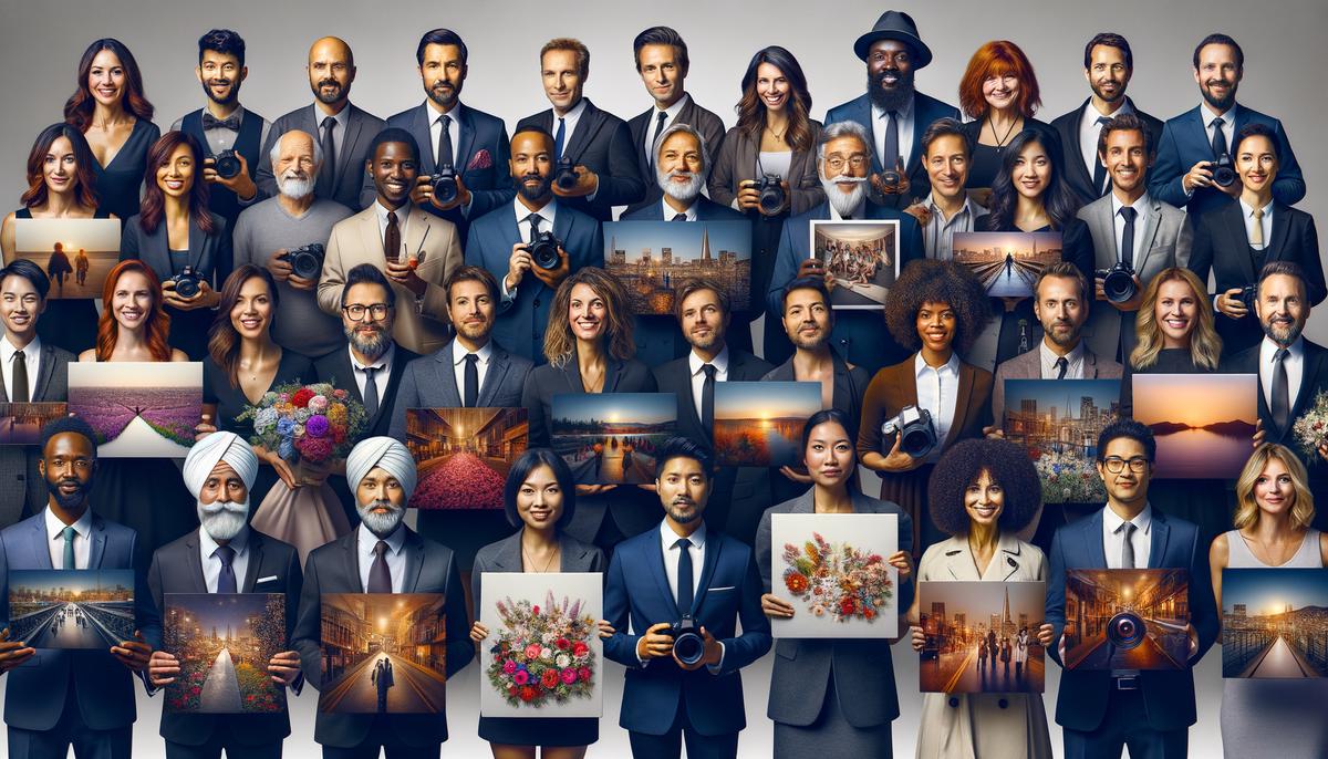 A group portrait of some of the top event photographers in San Francisco, showcasing the diversity of their styles and specialties.