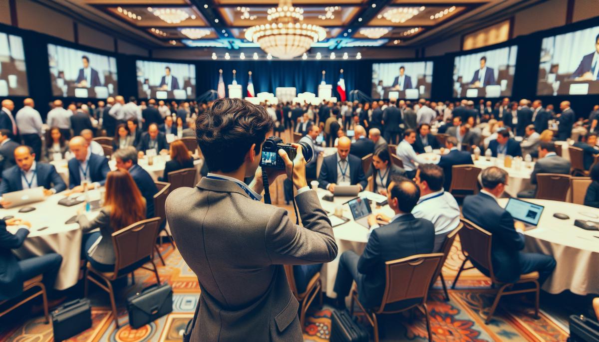 A photographer captures candid moments at a corporate event in San Antonio.