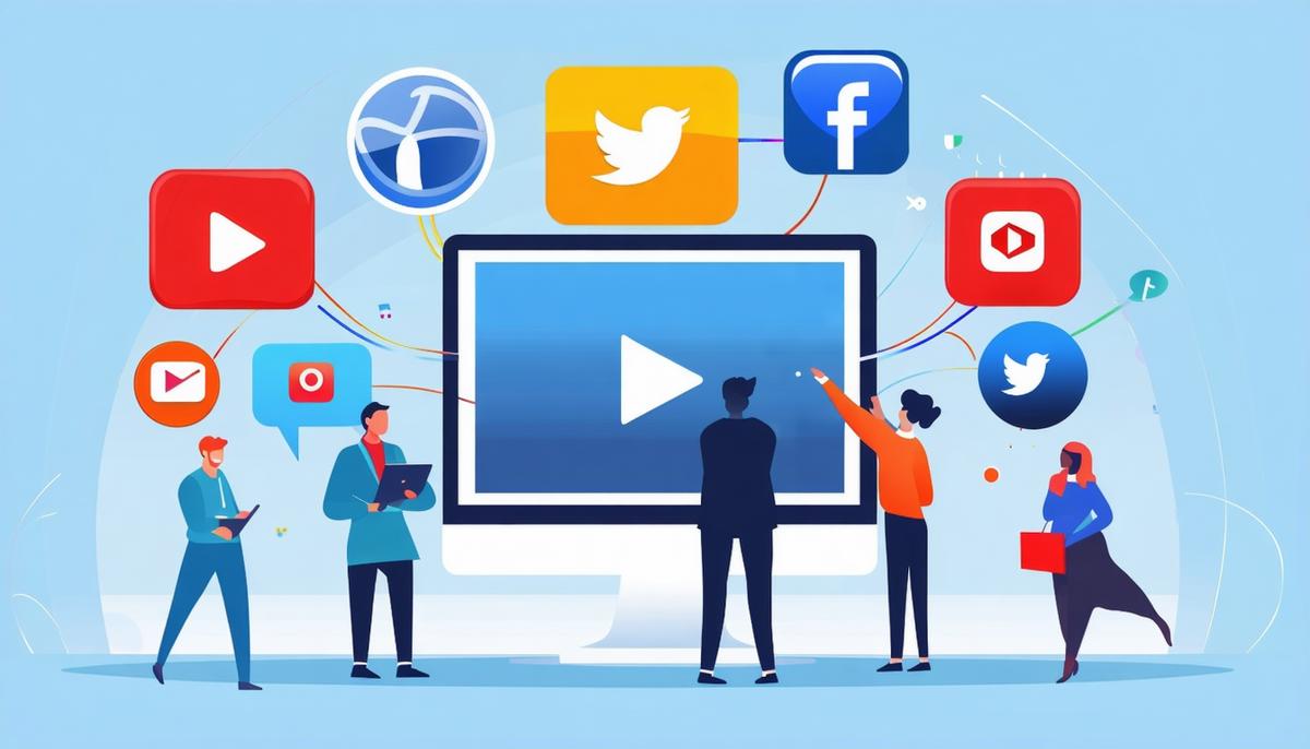 A visual representation of various platforms for distributing event videos, including social media, websites, and mobile devices