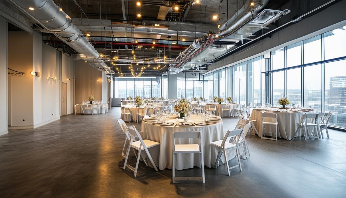 A well-lit corporate event space with even, flattering lighting and a thoughtful layout.